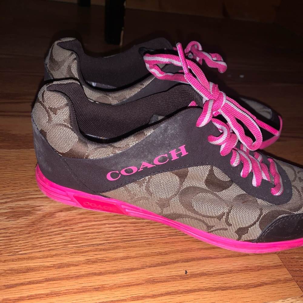 Pink and brown women’s coach sneakers size 7